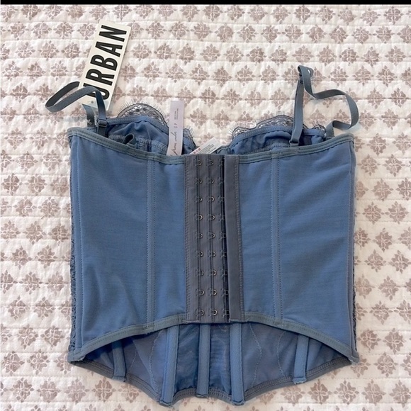 NWT Urban Outfitters Out from Under Modern Love Corset Lace Small Blue - Picture 12 of 15